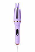 A lavender purple 3-cup curling iron with rose gold metallic accents and a black power button, shown on a plain white background.